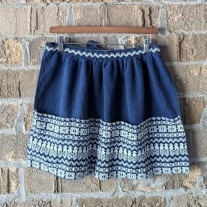 Vintage Guatemalan Mayatex Navy Blue Embroidered Apron 4 Pockets Tie Waist